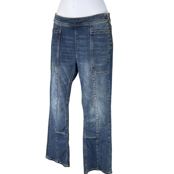 Pilcro & The Letterpress Womens 27 US 4 Flare Crop Jeans Side Zip Patch Pockets - Picture 7 of 16